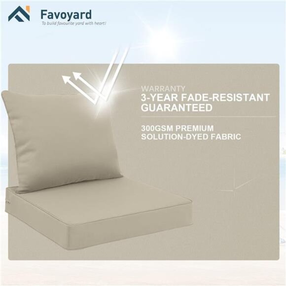 outdoor patio seat cushion set waterproof fade resistant deep chair sofa pillows - Picture 6 of 7